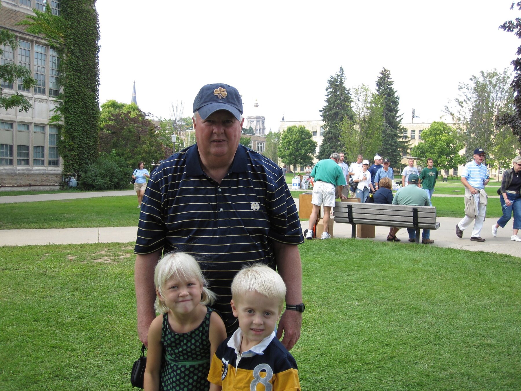 Tom Snyder with two young family members at Notre Dame